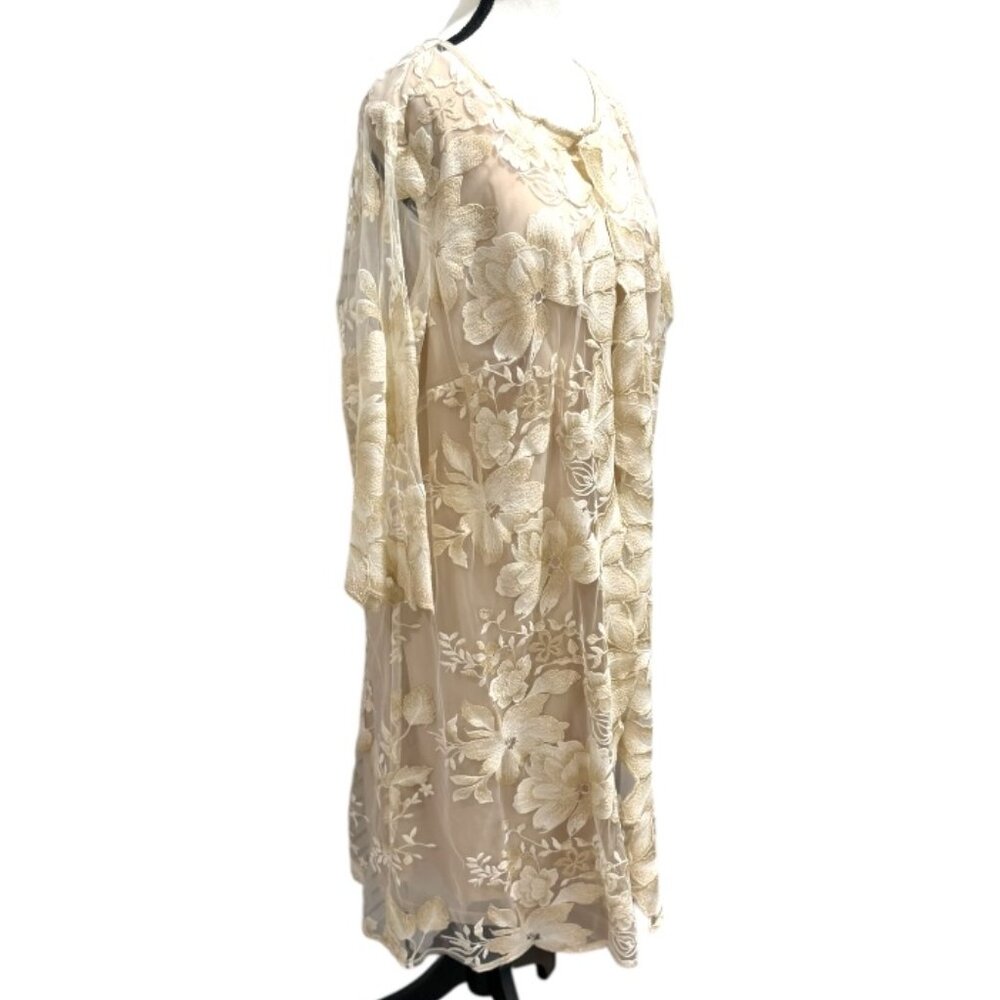 Alex Evenings Elegant Floral Embroidered Mesh Dress 16W - Picture 2 of 8